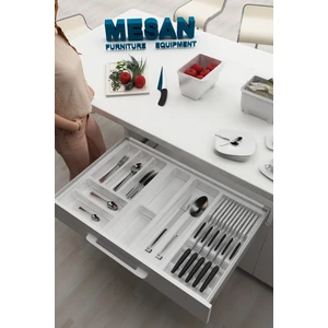 Çekmece Içi Kaşıklık ve Bıçaklık Düzenleyici Beyaz, 74X48 Yandan ve Boydan 4cm Kesilebilir
