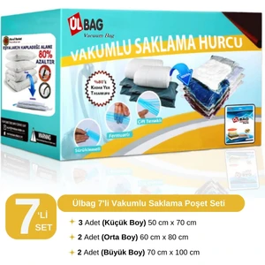 7'li Vakumlu Poşet Seti (3 L + 2 Xl + 2 Jumbo) Vakumlu Torba, Vakumlu Hurç