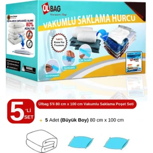 5'li Vakumlu Saklama Poşet Seti 80cm X 100 Cm Büyük Boy Yorgan Yastık Seti Vakumlu Hurç