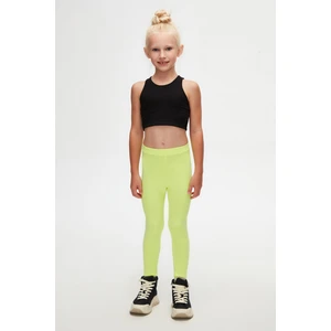 Neon Sarı Basic Kız Çocuk Yazlık Tayt