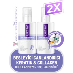 Uv Filtreli Keratin Kolajen Durulanmayan Vegan Saç Bakım Sütü 2'li Paket