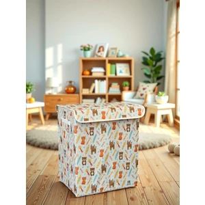 Prendi Home Wild Animals 2 Büyük Boy Kapaklı Kirli Çamaşır Oyuncak Düzenleyici Saklama Kutusu Sepeti 40 x 50 x 30