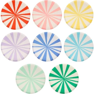 Meri Meri - Mixed Stripe Side Plates - Karışık Çizgili Tabaklar - M - 8'li