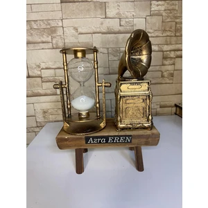 Hediyeniz Bizde Kişiye Özel Dekoratif Gramafon Kum Saati