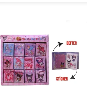 Sanrio Kawaii 3 Adet Mini Sulu Sticker Defteri 300+ Stickerlı Kuromi Melodi Defter