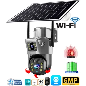 Mkwf I6mp Dual Lens Solar Kamera Güneş Enerjili Gece Görüş Wifi