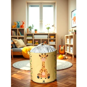 Giraffe Fileli Çok Amaçlı Oyuncak Saklama Kutusu Çamaşır Sepeti Katlanır Düzenleyici Sepet 37 x 40