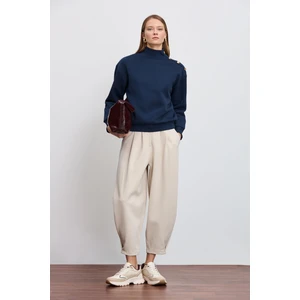 Yüksek Bel Slouchy Pileli Pantolon