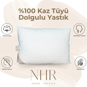 NHR HOME %100 Kaz Tüyü Dolgulu, %15 Gıdık Antibakteriyel, Uyku Yastığı / 50x70 1250gr / 1 Adet