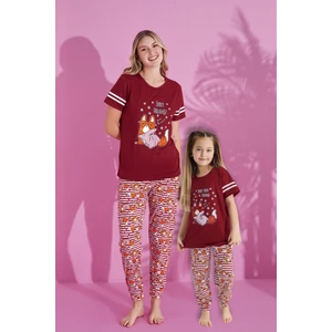 Anne Kız Kombin Desenli Viskon Kısa Kollu Pijama Takımı (Anne Kız Ayrı Satılır)