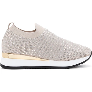Zero Kadın Bej Kalın Tabanlı Taşlı Sneaker 25SFD43006F