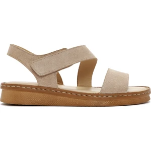 Kadın Bej Süet Deri Comfort Sandalet 25SFD340210