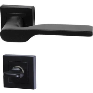 Aragon Siyah Kare Rozetli Kapı Kolu Wc/banyo 1takım