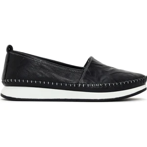 Kadın Siyah Kalın Tabanlı Deri Comfort Loafer 25SFD332518