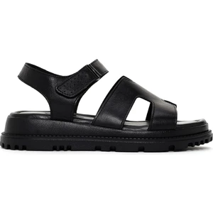 Kadın Siyah Deri Comfort Sandalet 25SFD300218