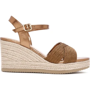 Kadın Bronz Bilekten Bantlı Metalik Dolgu Topuklu Espadril 25SFE480632