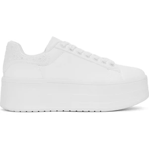 Kadın Beyaz Bağcıklı Kalın Tabanlı Sneaker 25SFD430418