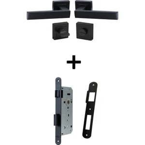 Kare Rozetli Kapı Kolu Wc-Banyo Siyah/metlox Sessiz 40 mm Wc-Banyo