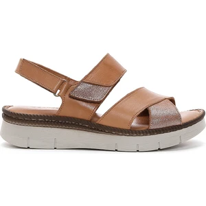 Kadın Taba Bilekten Bantlı Deri Comfort Sandalet 25SFD320418
