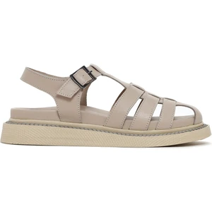 Kadın Vizon Bantlı Deri Comfort Sandalet 25SFD300418