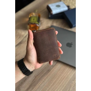 La'graccio Paris Lancoves Erkek Fermuarlı  Deri Kullanışlı Cüzdan Crazy Taba