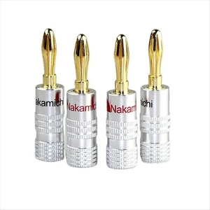 4 Adet Muz Konektörü 4mm Hoparlör Muz Fişleri 24K Bakır Altın Kaplama 4mm Muz Jakı, 4mm Bağlama Sütunu ile Eşleşir Nakamichi Banana Plug Düz Muz Uç ( 4 Adet )