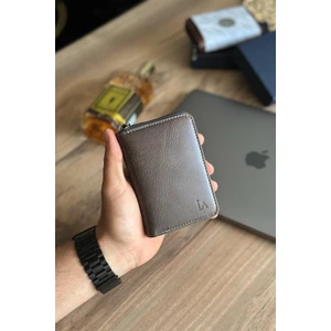 La'graccio Paris Lancoves Erkek Fermuarlı  Deri Kullanışlı Cüzdan Crazy Taba