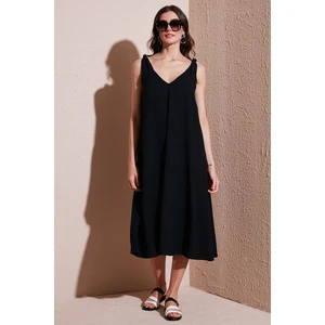 Oversize Fit V Yaka Midi Boy Basic Elbise Bayan Elbise 6788688