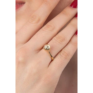 Fiyonk Kuyumculuk 14 Ayar Altın Işıltılı Topçuk Yüzük 4