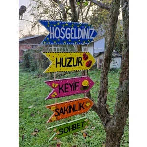 Nsn Ahşap Dünyası 5 Li Halatli Ahşap Ok Set,bahçe Balkon Süsü, Kişiselleştirilebilir El Emeği