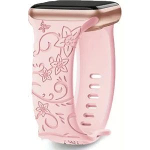ZETCONCEPT Apple Watch 4 5 6 7 8 9 10 Se 38 40 41MM Floral Çiçek Desenli Kordon Kayış Kaliteli Silikon Bileklik