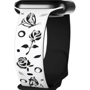 ZETCONCEPT Apple Watch 4 5 6 7 8 9 10 Se 38 40 41MM Kelebek Gül Desenli Kordon Kayış Kaliteli Silikon Bileklik