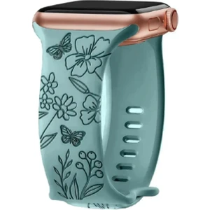 ZETCONCEPT Apple Watch 4 5 6 7 8 9 10 Se  38 40 41MM Çiçek Kelebek Desenli Kordon Kayış Silikon Bileklik