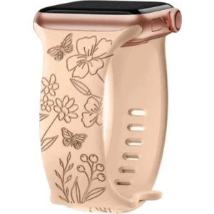 ZETCONCEPT Apple Watch 4 5 6 7 8 9 10 Se  38 40 41MM Çiçek Kelebek Desenli Kordon Kayış Silikon Bileklik