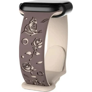 ZETCONCEPT Apple Watch 4 5 6 7 8 9 10 Se 38 40 41MM Kelebek Gül Desenli Kordon Kayış Kaliteli Silikon Bileklik