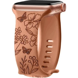 ZETCONCEPT Apple Watch 4 5 6 7 8 9 10 Se 38 40 41MM Floral Çiçek Desenli Kordon Kayış Kaliteli Silikon Bileklik