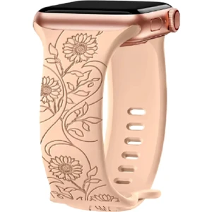 ZETCONCEPT Apple Watch 4 5 6 7 8 9 10 Se 38 40 41MM Ayçiçeği Desenli Kordon Kayış Kaliteli Silikon Bileklik