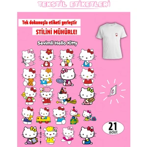 Agg Reklam Ütü ile Yapışan Kıyafet Etiketi Hello Kitty 21LI Set