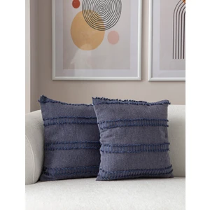 Home Ikili Dekoratif Puantiye Keten Kumaşlı Kırlent Kılıfı 43X43 Lacivert