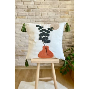Home Punch Işlemeli Tekli Dekoratif Özel Tasarım Kırlent Kılıfı (Panç)