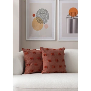 Home Ikili Dekoratif Puantiye Keten Kumaşlı Kırlent Kılıfı 43X43 Kiremit