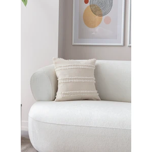 Home Tekli Dekoratif Puantiye Keten Kumaşlı Kırlent Kılıfı 43X43 Krem