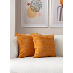 Home Ikili Dekoratif Puantiye Keten Kumaşlı Kırlent Kılıfı 43X43 Hardal