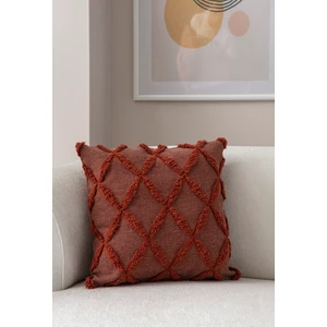 Home Tekli Dekoratif Puantiye Keten Kumaşlı Kırlent Kılıfı 43X43 Kiremit