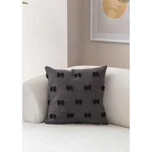 Home Tekli Dekoratif Puantiye Keten Kumaşlı Kırlent Kılıfı 43X43 Siyah