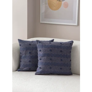 Home Ikili Dekoratif Puantiye Keten Kumaşlı Kırlent Kılıfı 43X43 Lacivert