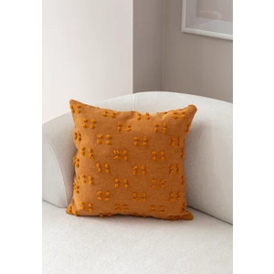Home Tekli Dekoratif Puantiye Keten Kumaşlı Kırlent Kılıfı 43X43 Hardal