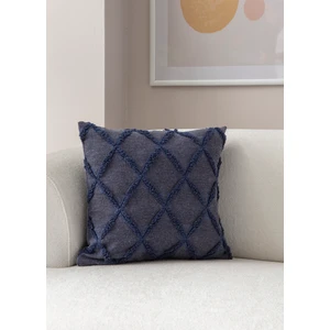 Home Tekli Dekoratif Puantiye Keten Kumaşlı Kırlent Kılıfı 43X43 Lacivert