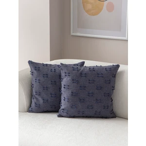 Home Ikili Dekoratif Puantiye Keten Kumaşlı Kırlent Kılıfı 43X43 Lacivert