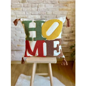 Home Punch Işlemeli Tekli Dekoratif Özel Tasarım Kırlent Kılıfı (Panç)